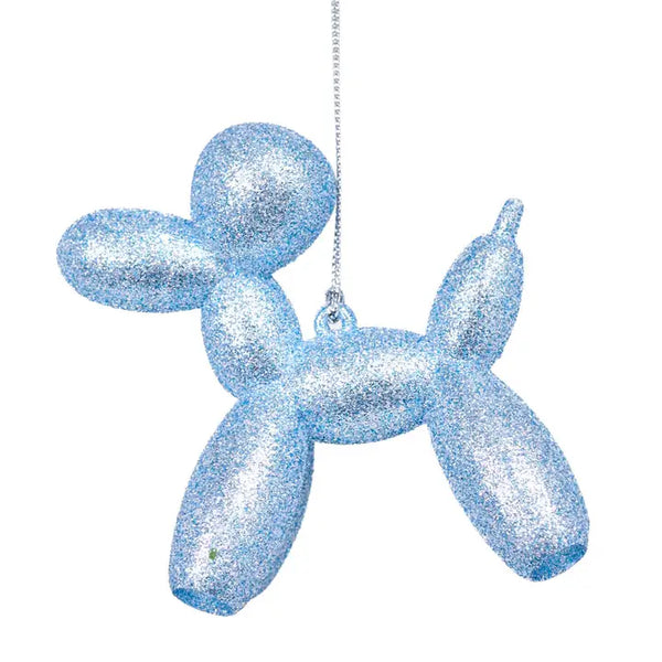 Cerulean Glittery Balloon Poodle Dog Ornament