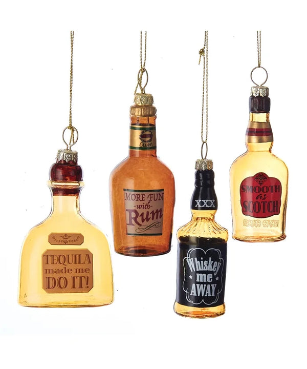 3.5"Glass Liquor Bottle Ornament - Set of 4