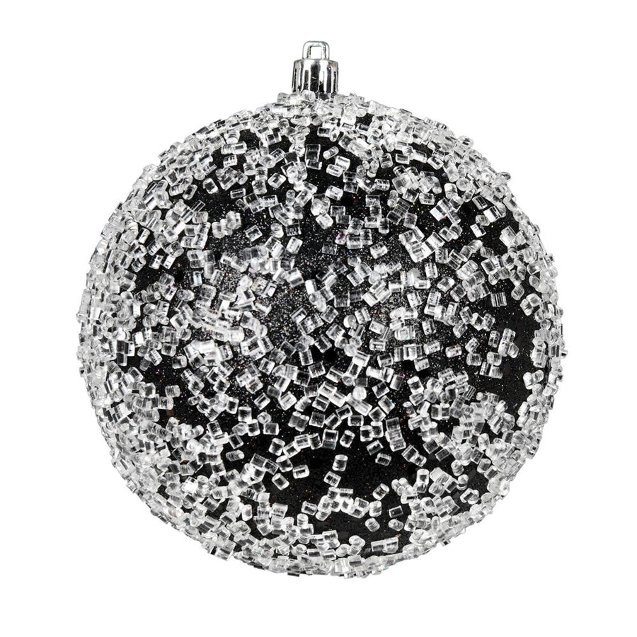 8" Glitter Hail Ball Ornament - Black