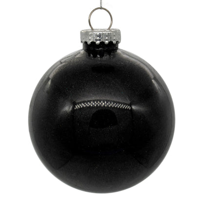 4" Glitter Clear Ball Ornament - Black - Set of 6 Black — view 3