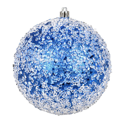 4.75" Glitter Hail Ball Ornament - Blue - Set of 4 Blue — view 3
