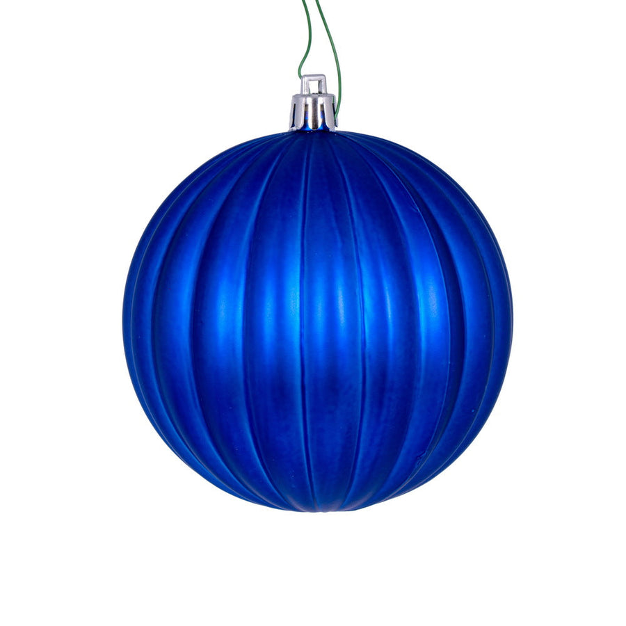 4" Matte Lined Ball Ornament - Set of 6