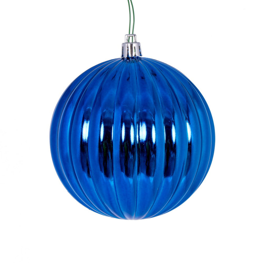 4" Shiny Lined Ball Ornament - Set of 6