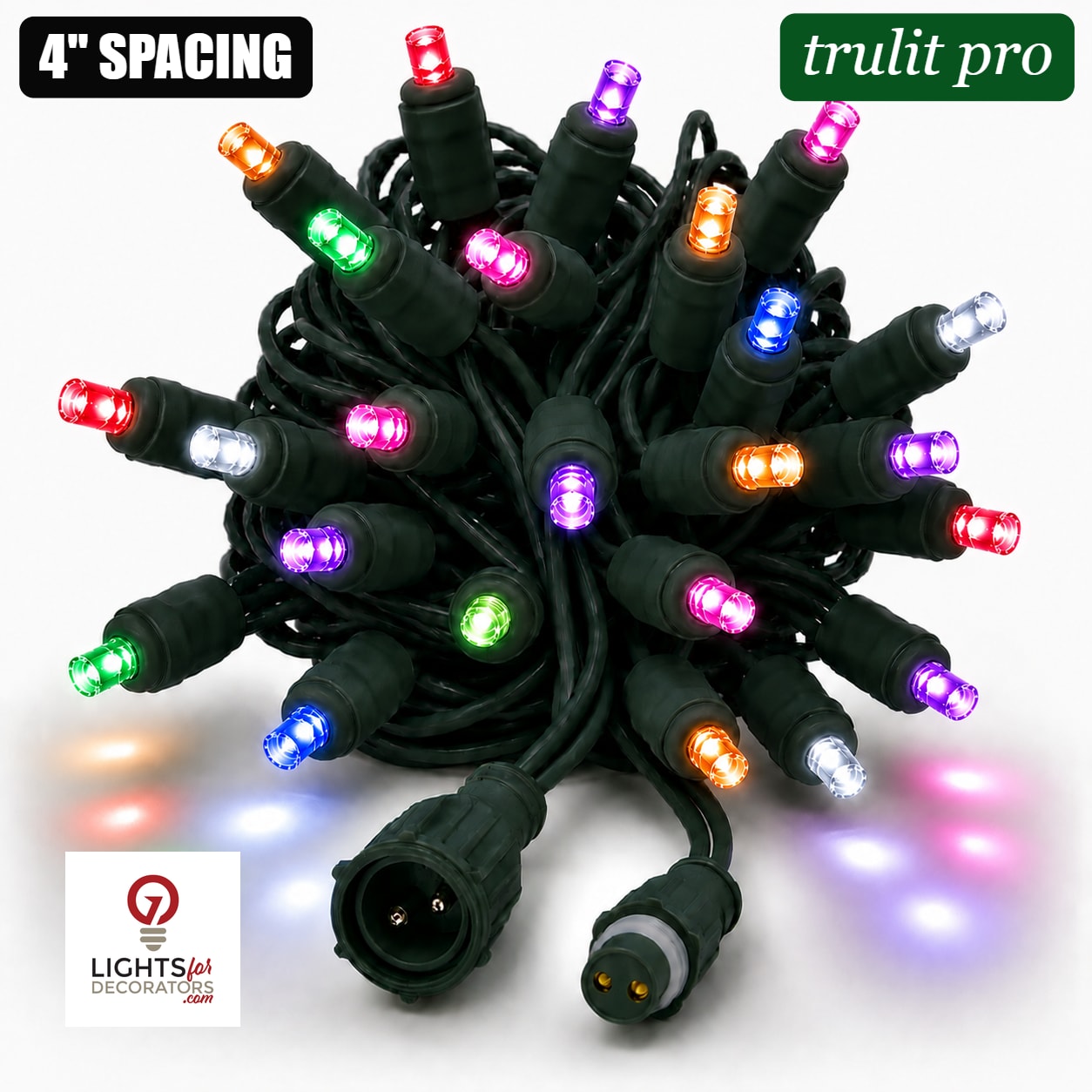 TruLit Pro RGBPW 5MM LED Light Set - 25 Lights - RGB/Pure White - 4" Spacing - Green Wire RGB+Pure White- 25 Ct - 4"- Green