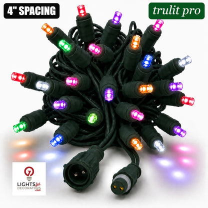 TruLit Pro RGBPW 5MM LED Light Set - 25 Lights - RGB/Pure White - 4" Spacing - Green Wire RGB+Pure White- 25 Ct - 4"- Green