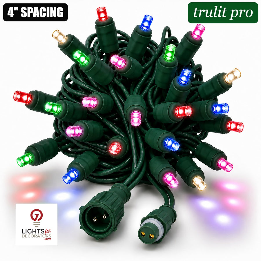 TruLit Pro RGBWW 5MM LED Light Set - 25 Lights - RGB/Warm White - 4" Spacing - Green Wire RGB+Warm White- 25 Ct - 4"- Green