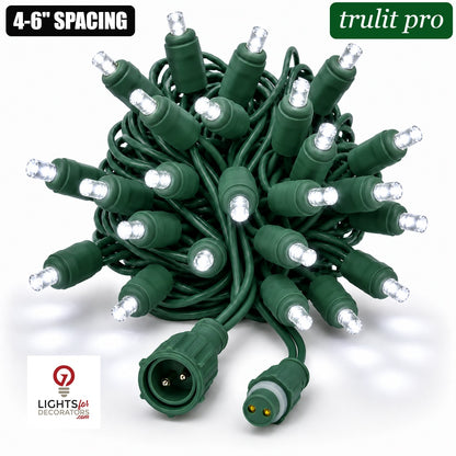 Pure White TruLit Pro 5MM LED Light Set - 50 Lights - 4-6" Spacing - Green Wire Pure White- 50 Ct - 4-6"- Green