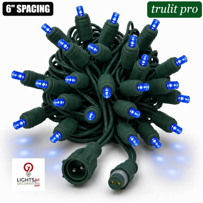 Blue TruLit Pro 5MM LED Light Set - 50 Lights - 6" Spacing - Green Wire Blue- 50 Ct - 6"- Green