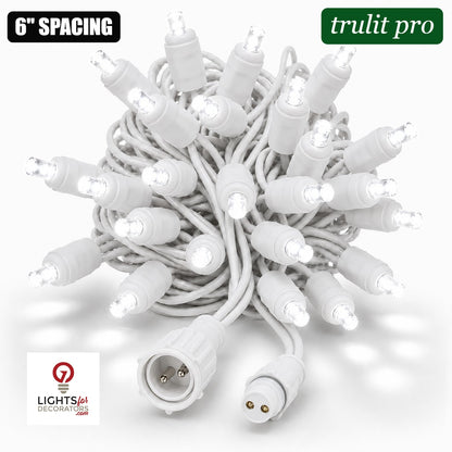 Pure White TruLit Pro 5MM LED Light Set - 50 Lights - 6" Spacing - White Wire Pure White- 50 Ct - 6"- White