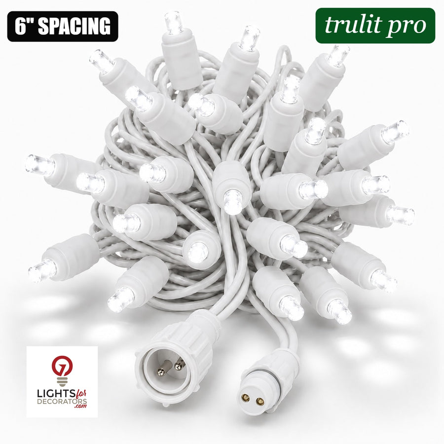 Pure White TruLit Pro 5MM LED Light Set - 50 Lights - 6" Spacing - White Wire Pure White- 50 Ct - 6"- White