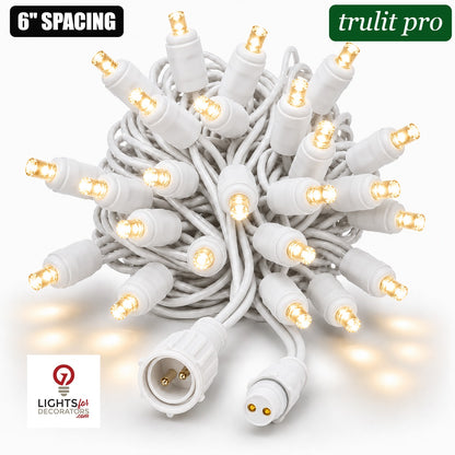 Warm White TruLit Pro 5MM LED Light Set - 50 Lights - 6" Spacing - White Wire Warm White- 50 Ct - 6"- White