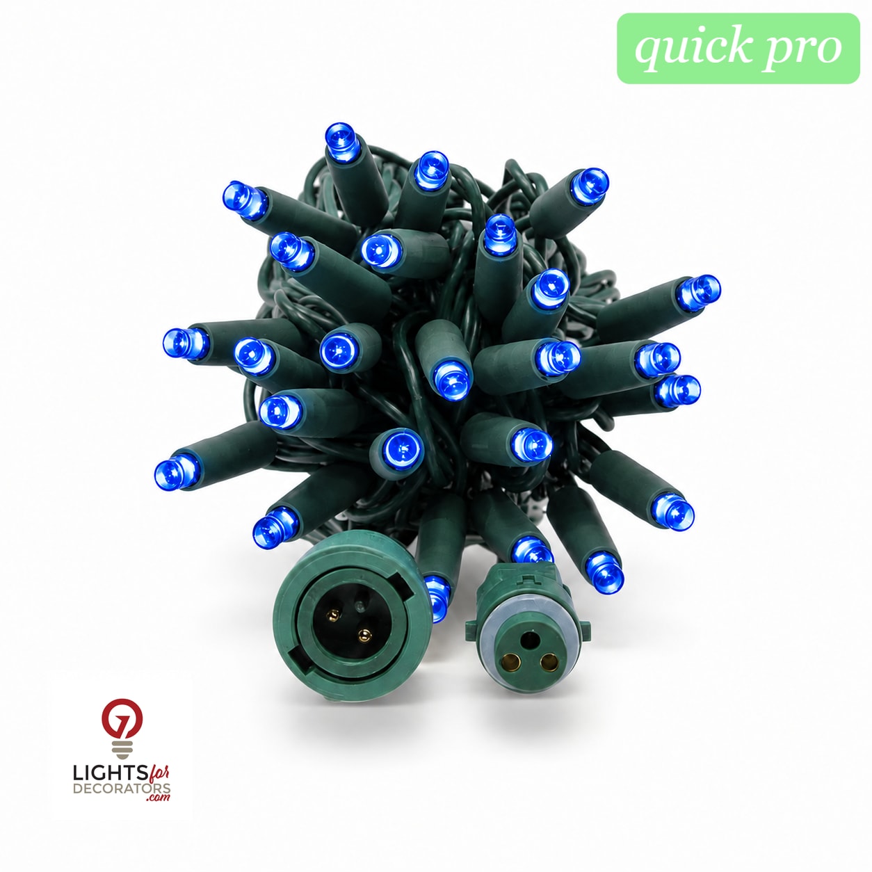 Blue QuickPro 5MM LED Light Set - 70 Lights - 4" Spacing - Green Wire Blue- 70 Ct - 4"- Green