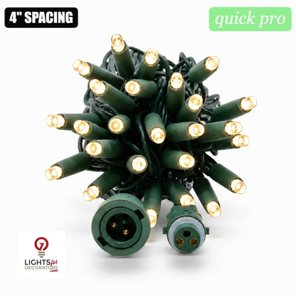 Warm White QuickPro 5MM LED Light Set - 70 Lights - 4" Spacing - Green Wire Warm White- 70 Ct - 4"- Green