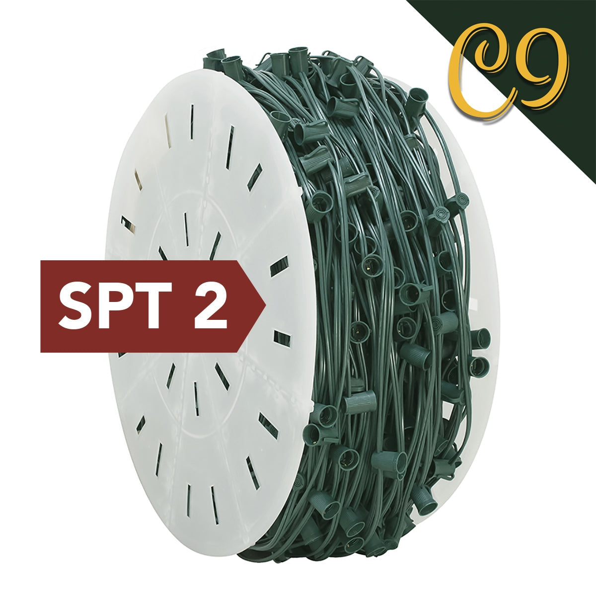 White C9 Socket Wire Roll - SPT2 - 12" Spacing - 1000' 12"- 1000'- White — view 2