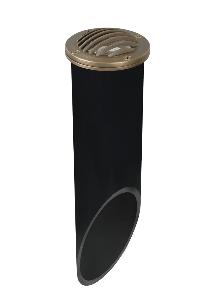 Brass Louvered Well Light with PVC, Antique Bronze, No Lamp — view 1