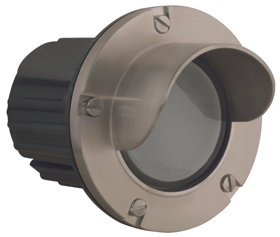 Stainless Steel Hooded Step Light with Frosted Lens, Stainless Steel, No Lamp