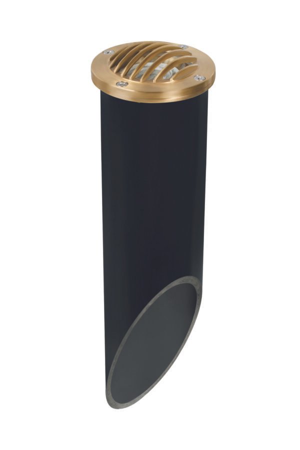 Brass Louvered Well Light, with PVC, Natural Brass, No Lamp — view 1