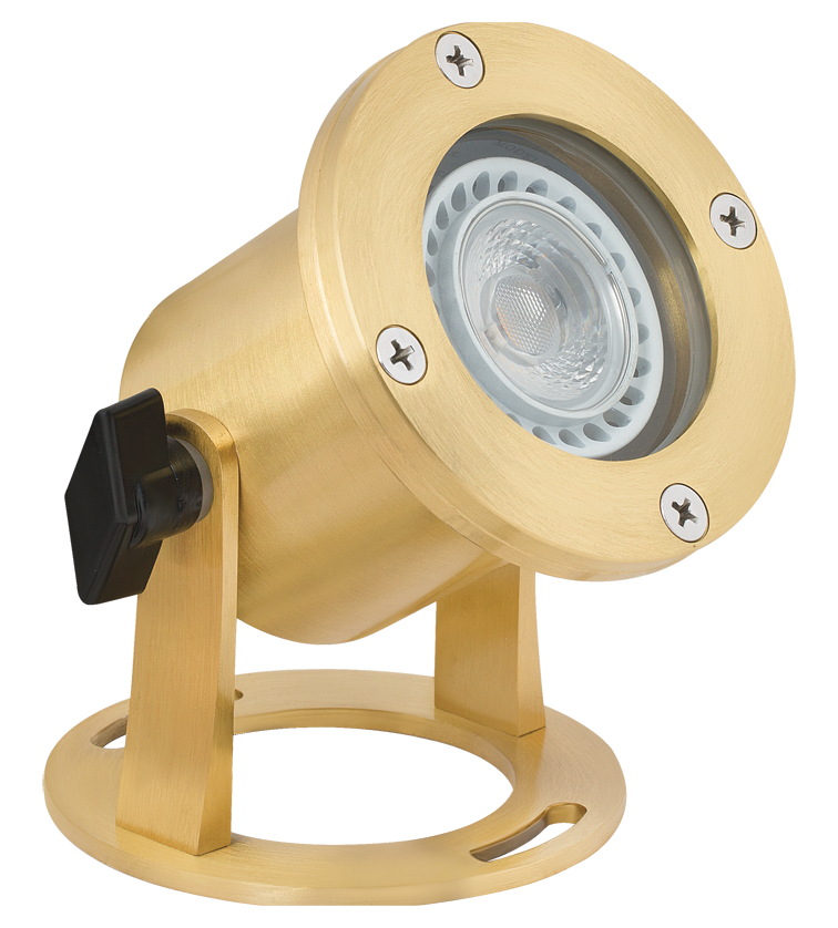 Brass Underwater Light, 30' Cord, Natural Brass, No Lamp — view 1