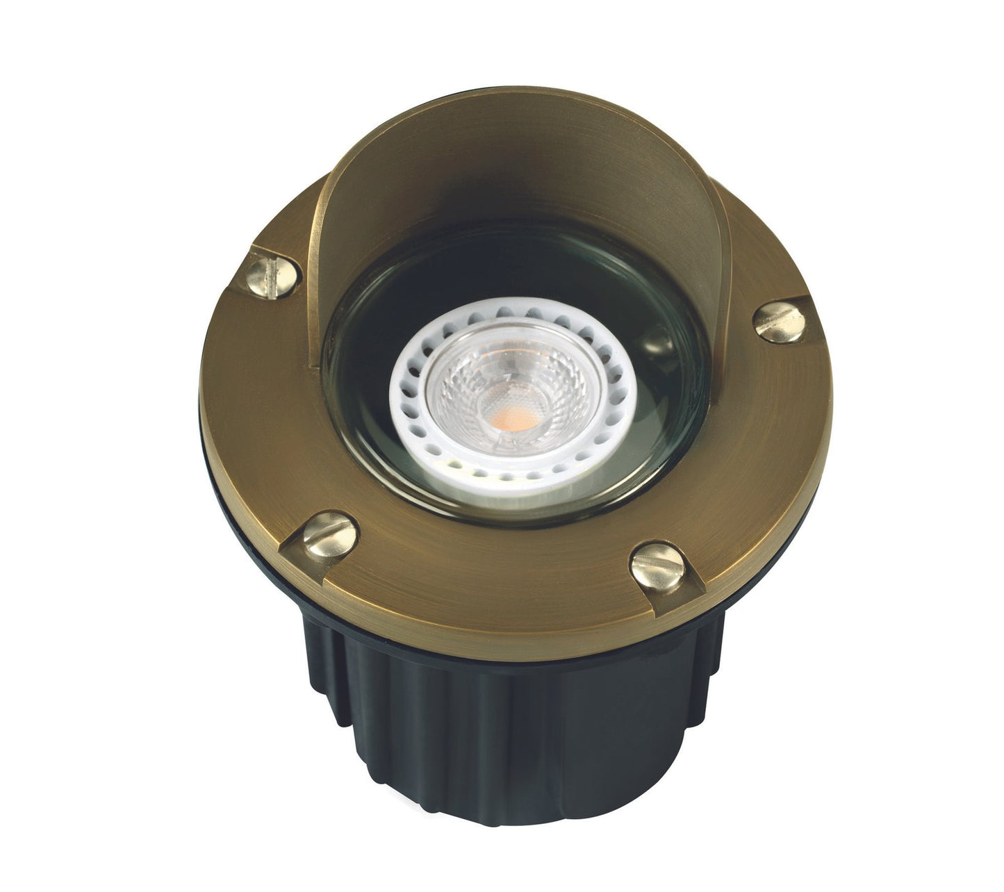 Brass Adjustable Hooded Well Light, Antique Bronze, No Lamp — view 1