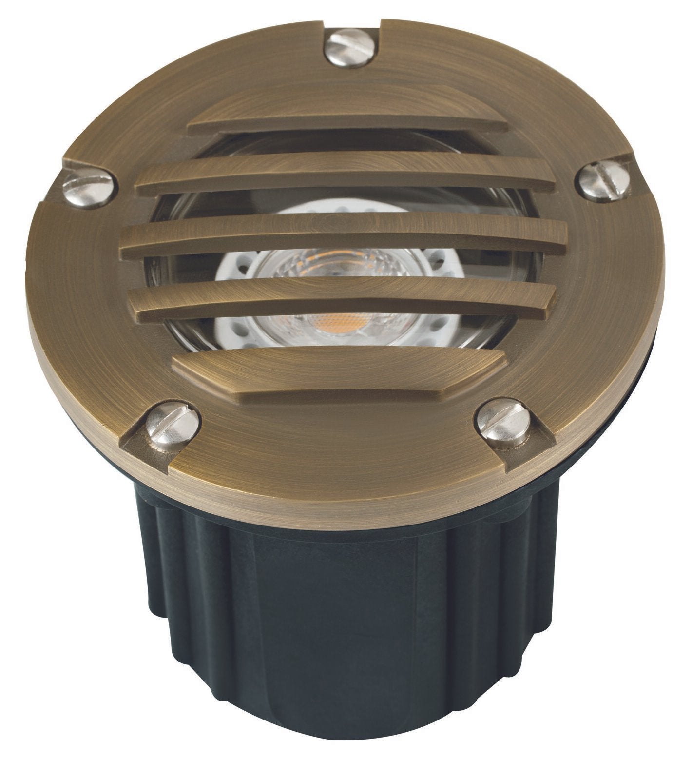 Brass Adjustable Louvered Well Light, Gun Metal, No Lamp — view 1
