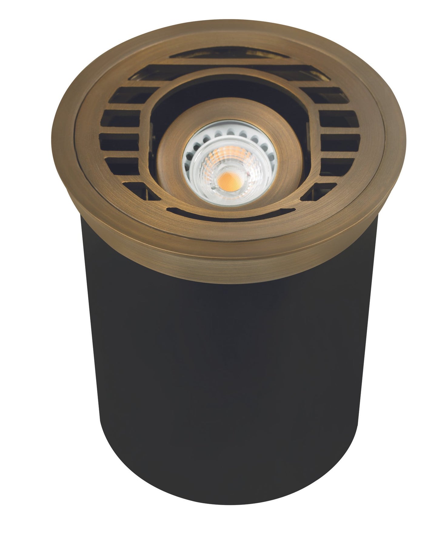 Brass Adjustable Open Well Light, Antique Bronze, No Lamp — view 1