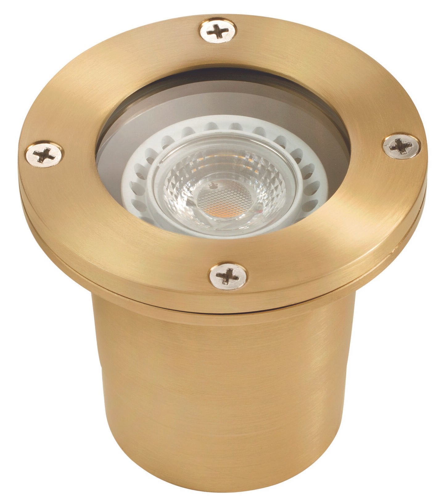Brass Lensed Well Light, Natural Brass, No Lamp — view 1