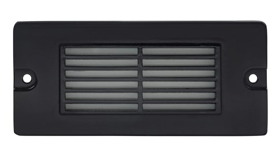 Aluminum 5½” Small Louvered Backless Box, Step Light, Black, 2.5W Integrated LED