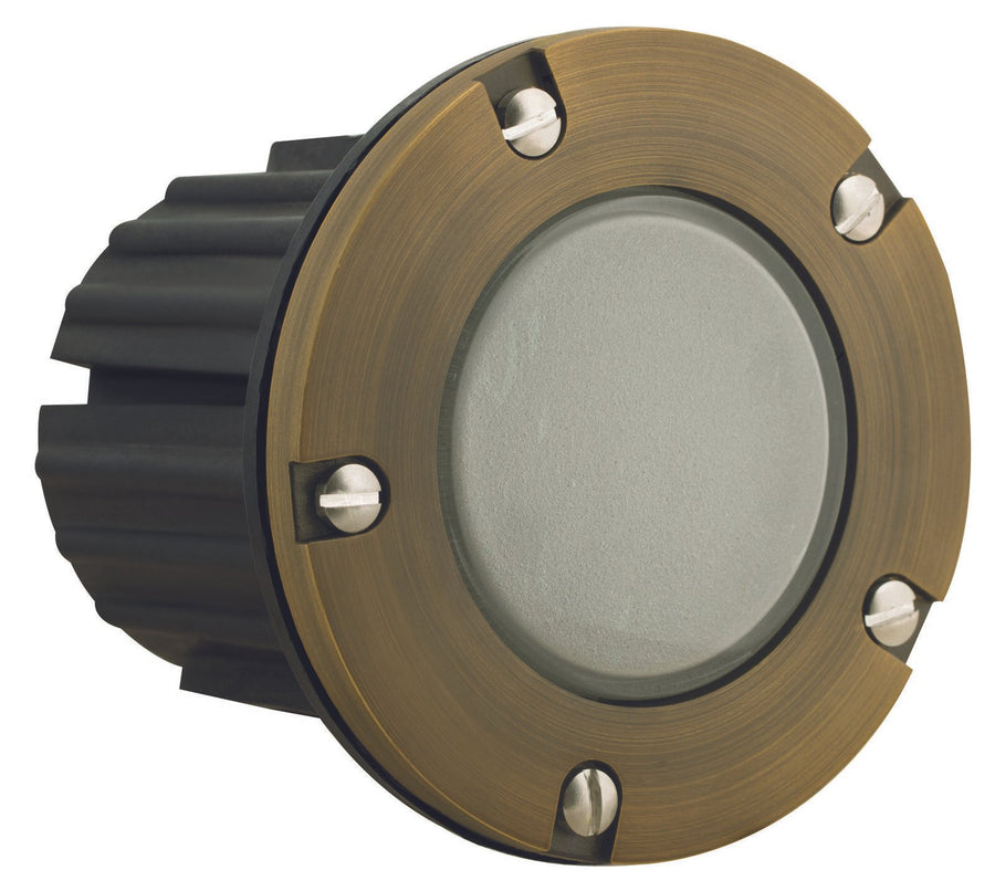 Brass Lensed Step Light with Frosted Lens, Antique Bronze, No Lamp