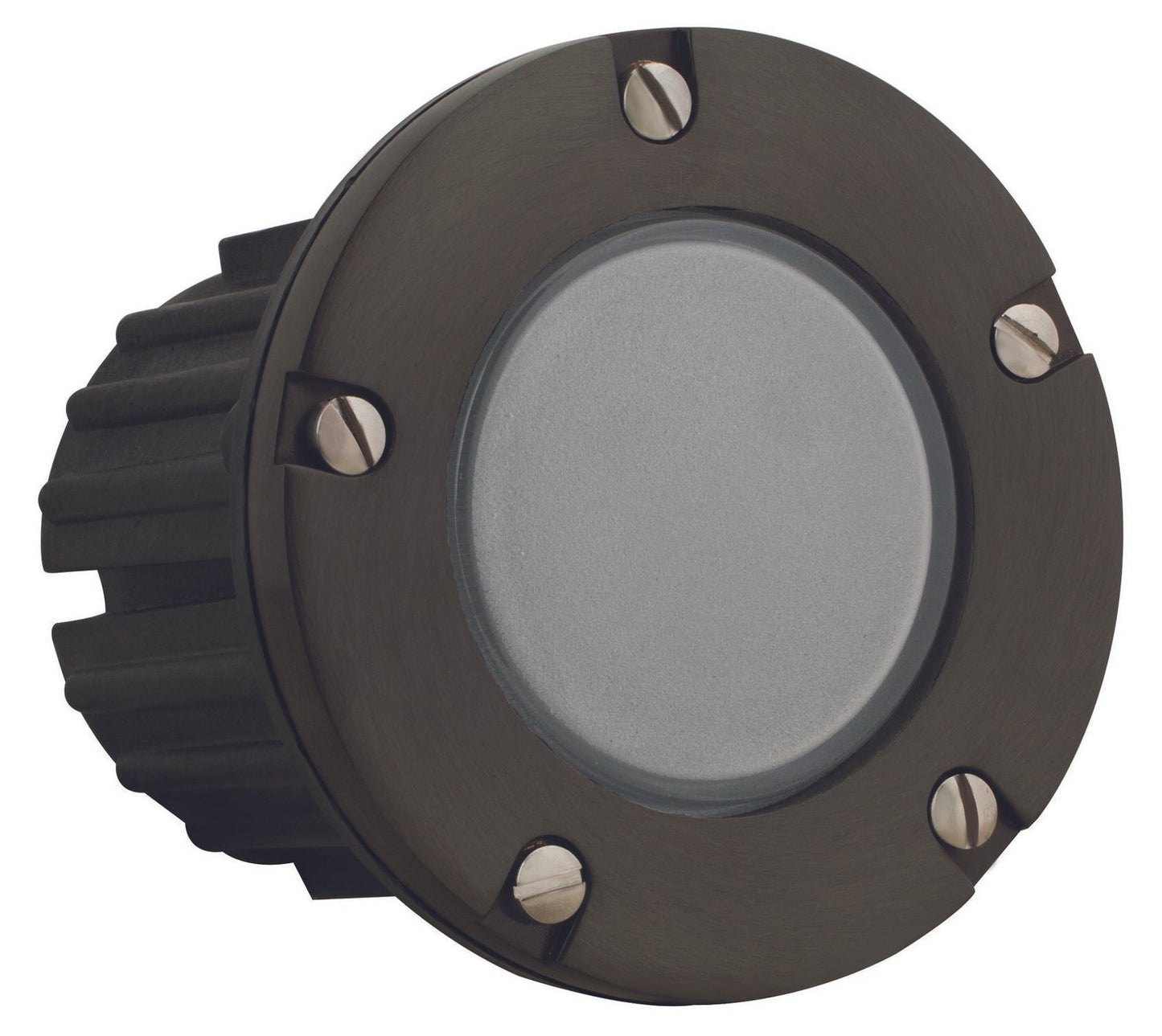 Brass Lensed Step Light with Frosted Lens, Gun Metal, No Lamp — view 1