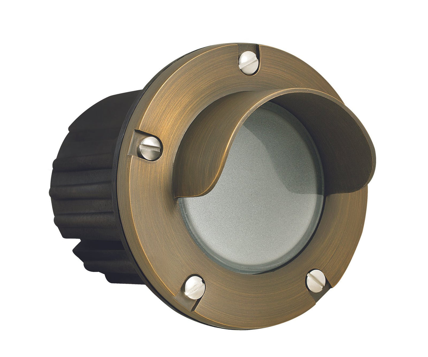Brass Hooded Step Light with Frosted Lens, Antique Bronze, No Lamp — view 1