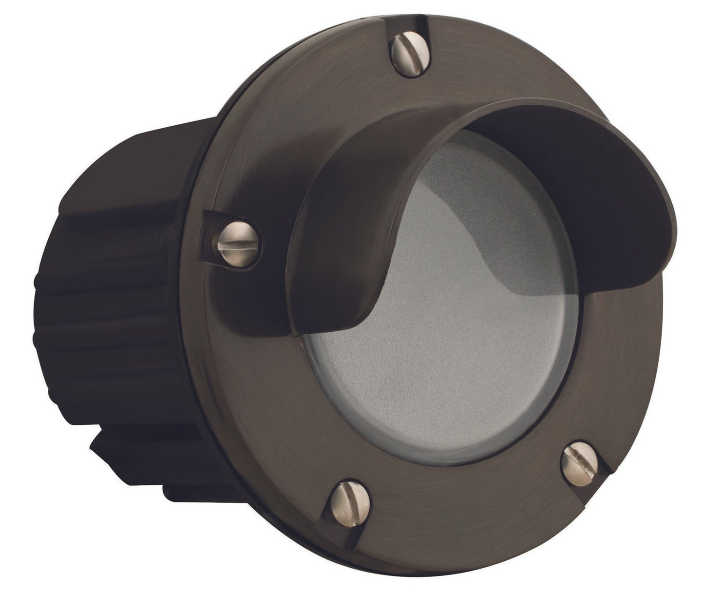 Brass Hooded Step Light with Frosted Lens, Gun Metal, No Lamp — view 1