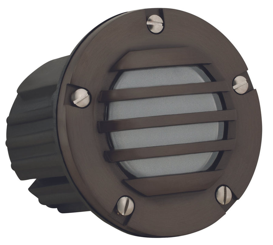 Brass Louvered Step Light with Frosted Lens, Gun Metal, No Lamp