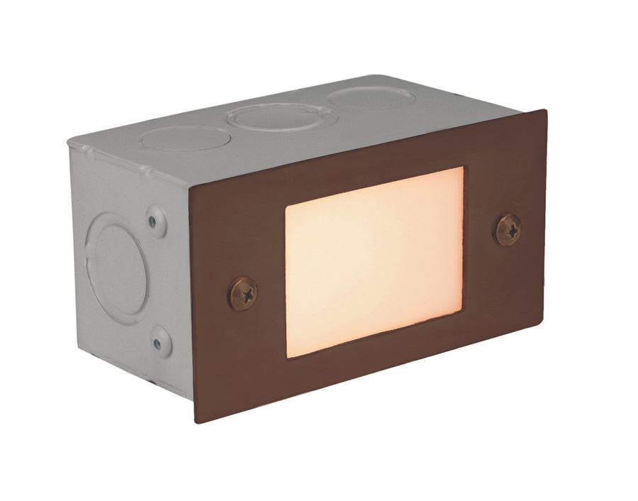 Brass Lensed Step Light , Old Copper, No Lamp