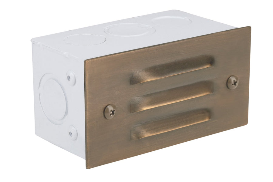 Brass 3 Louver Step Light, Antique Bronze, No Lamp