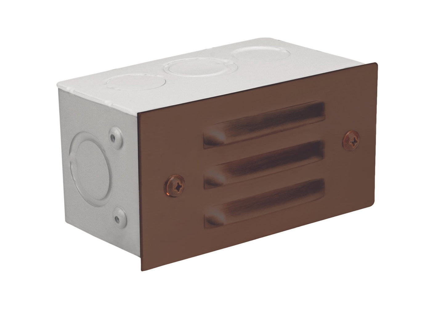 Brass 3 Louver Step Light, Old Copper, No Lamp — view 1
