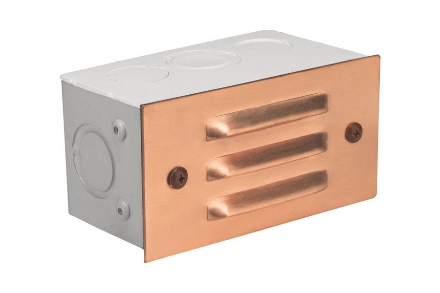 Copper 3 Louver Step Light, Raw Copper, No Lamp