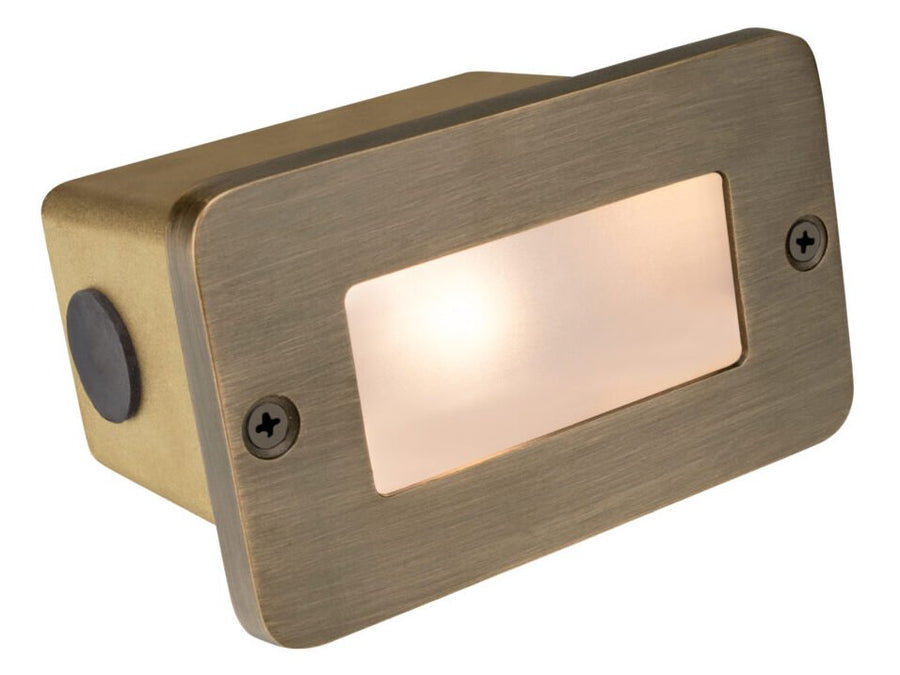 Brass Lensed Step Light, Antique Bronze, No Lamp