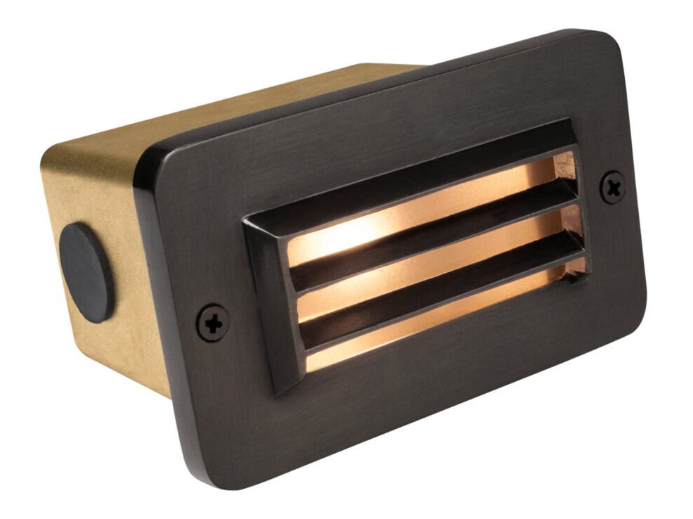 Brass 3 Louver Step Light, Gun Metal, No Lamp — view 1