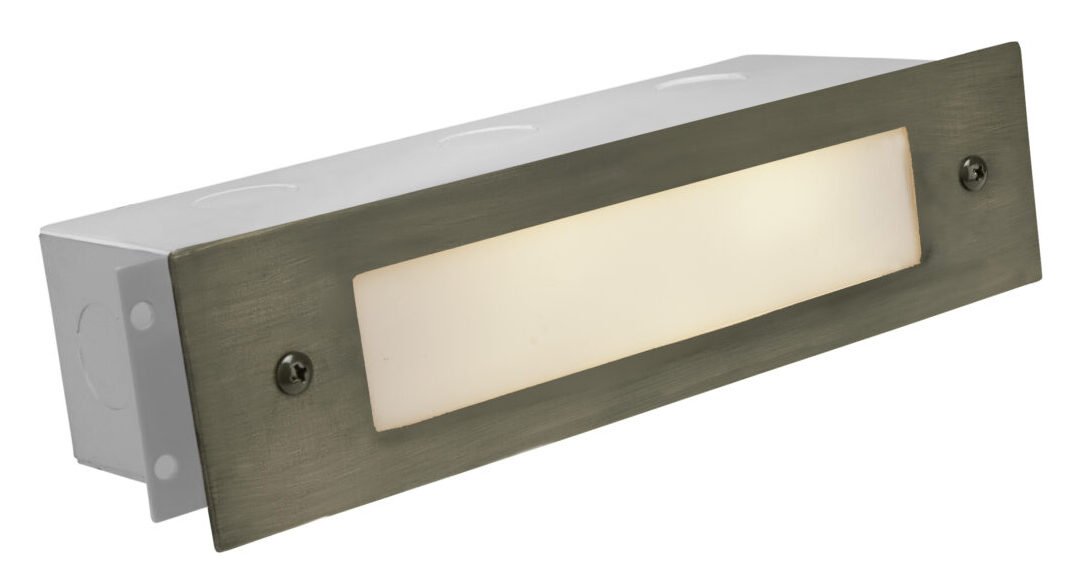 Brass Lensed Brick Light, Antique Bronze, No Lamp — view 1