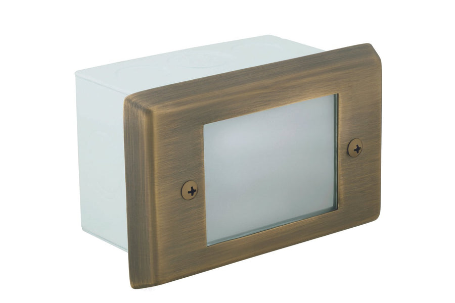 Brass Lensed Step Light, Antique Bronze, No Lamp