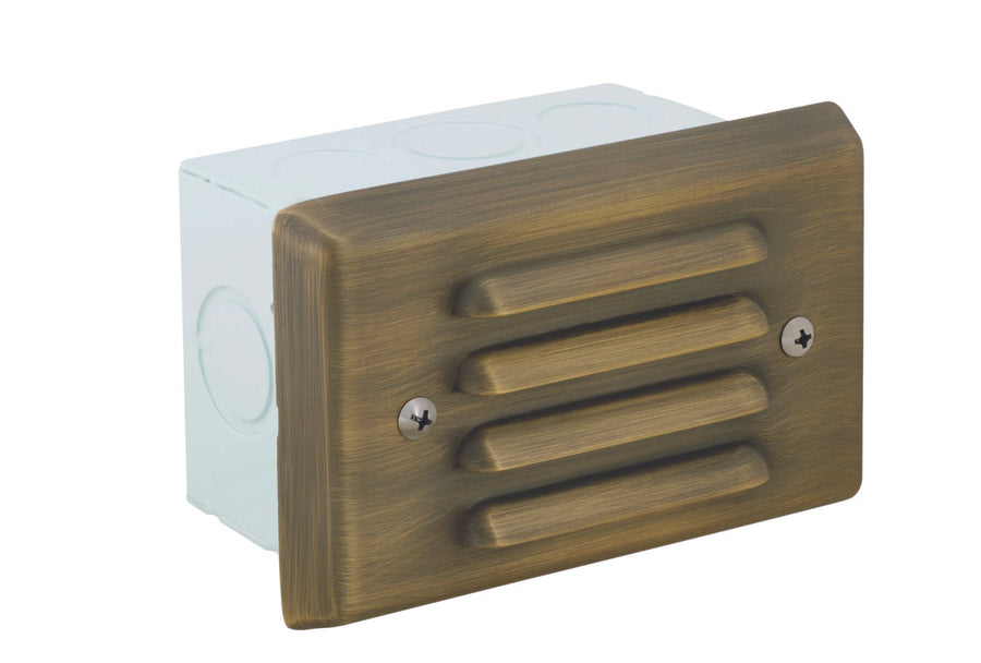 Brass 4 Louver Step Light, Antique Bronze, No Lamp