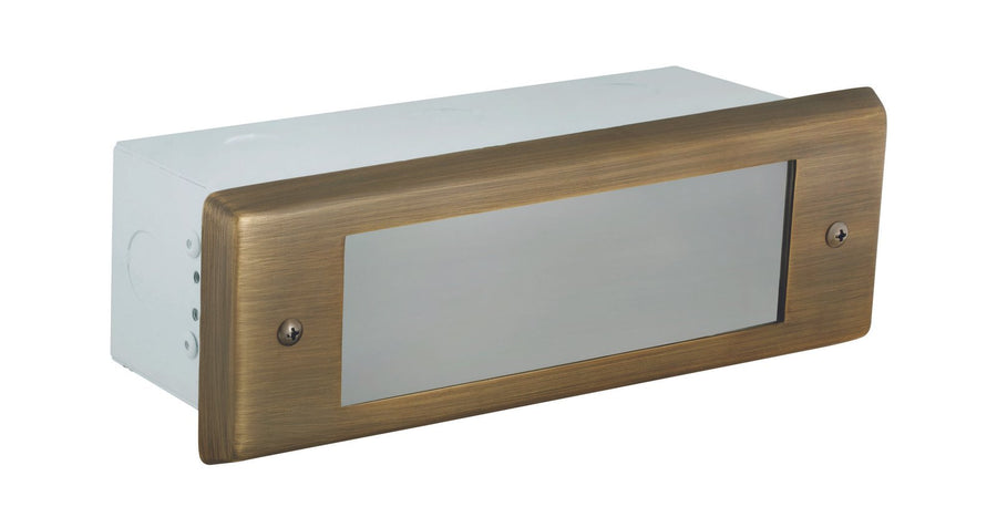 Brass Lensed Brick Light, Antique Bronze, No Lamp