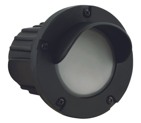 Composite Hooded Step Light with Frosted Lens, Black, No Lamp — view 1
