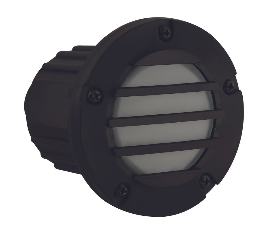 Composite Louvered Step Light with Frosted Lens, Black, No Lamp