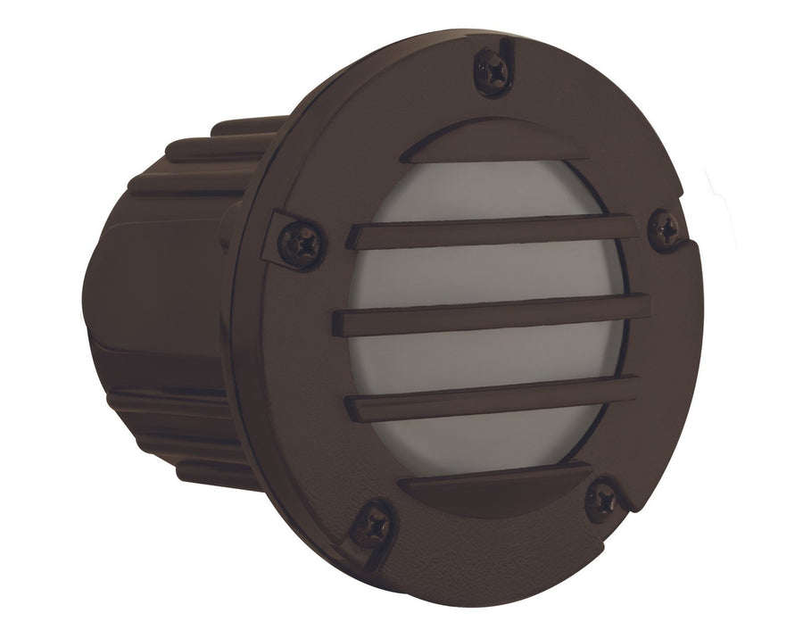 Composite Louvered Step Light with Frosted Lens, Bronze, No Lamp