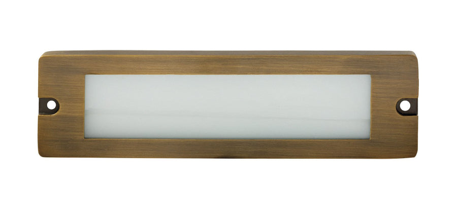 Brass 8¾” Large Lensed Backless Box, Brick Light, Antique Bronze, 5W Integrated LED
