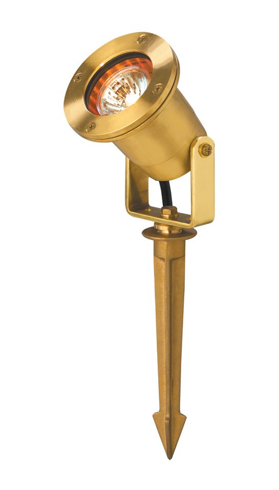 Brass Lensed, Adjustable w/Yoke, Natural Brass, No Lamp
