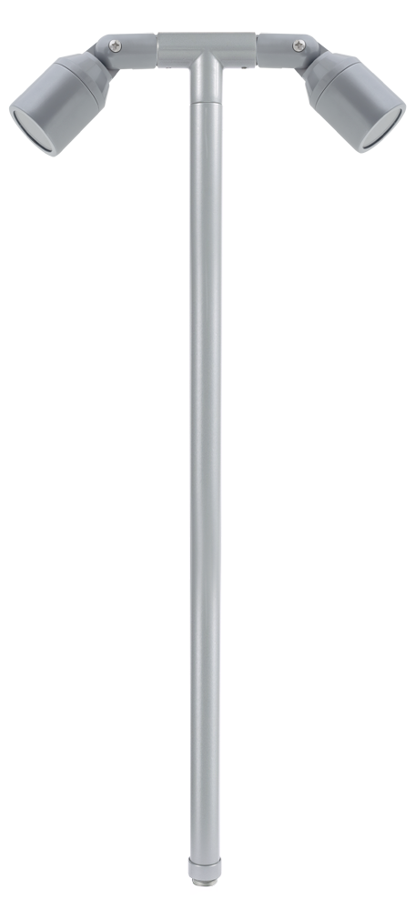 Aluminum Double Head, 24" Stem, Silver Plated, No Lamp — view 1