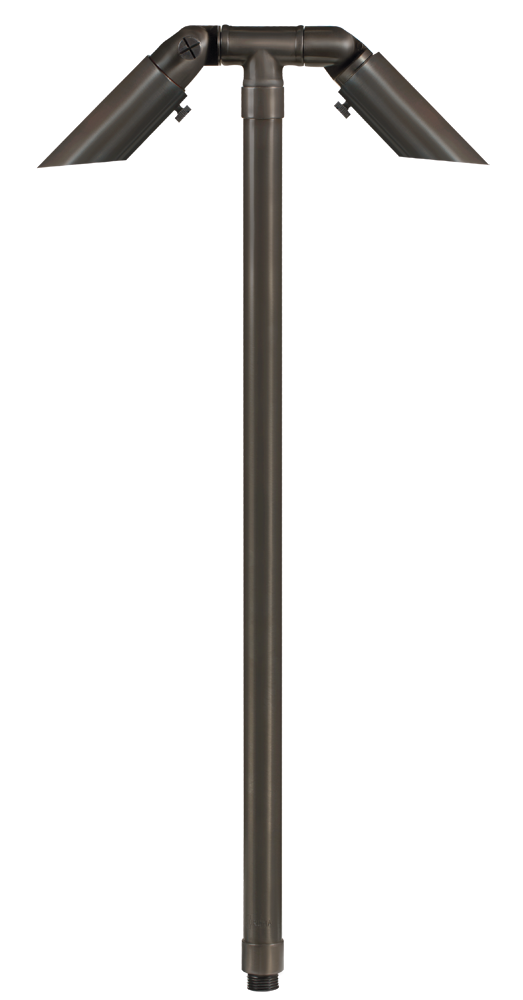 Brass Adjustable Double Head, 12" Stem, Gun Metal, No Lamp — view 1