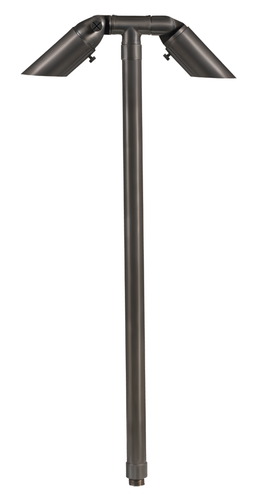 Brass Adjustable Double Head, 26" Stem, Gun Metal, No Lamp — view 1